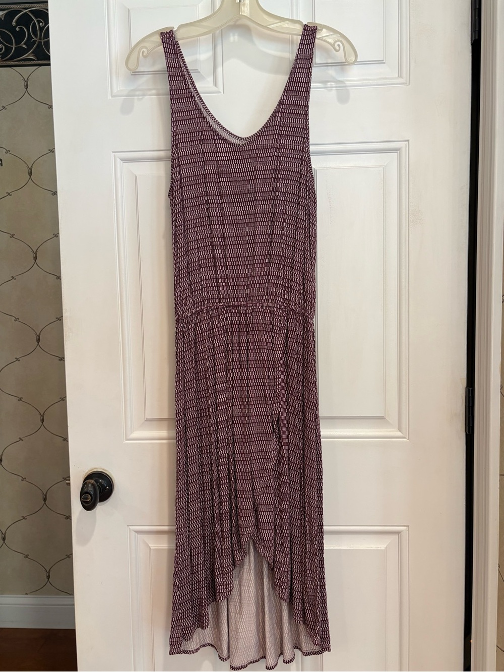 Women’s GAP Maroon and White Patterned High-Low Tank Maxi Dress, Size S